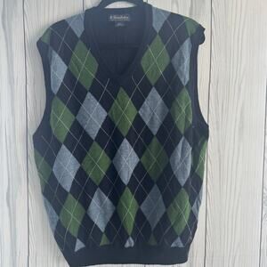 Vintage Brooks Brothers Argyle Wool Sweater Vest Men Large  Merino Hong Kong